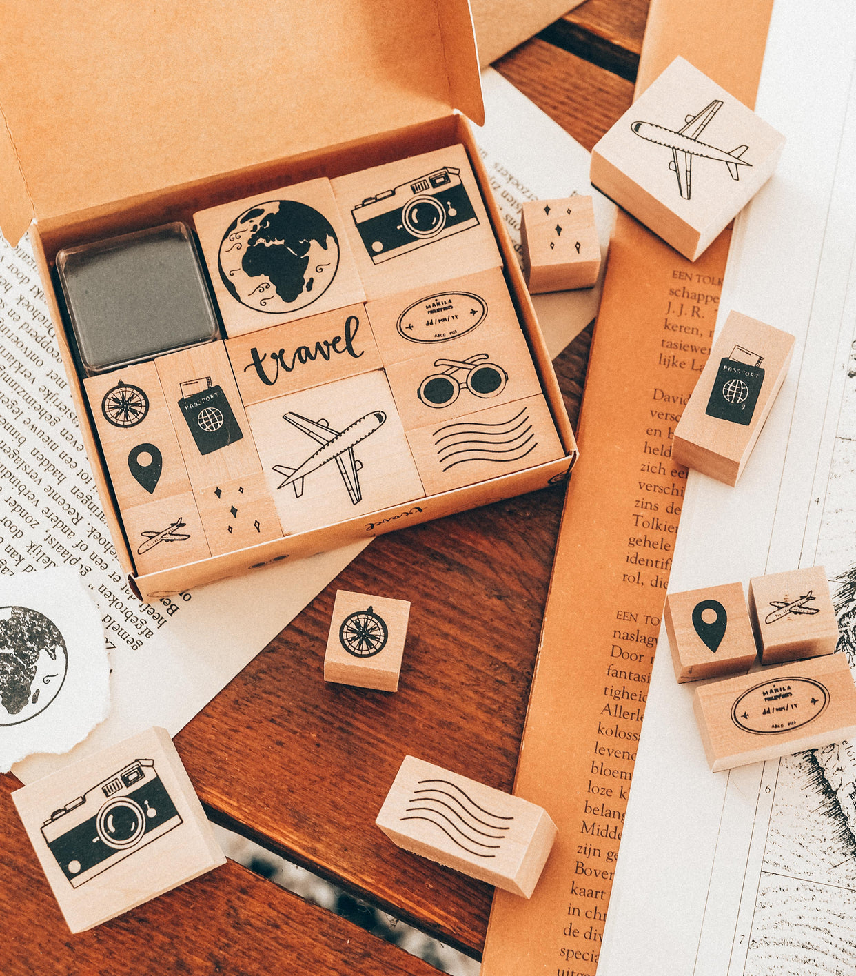 Wooden Stamp Set - The Adventure Book